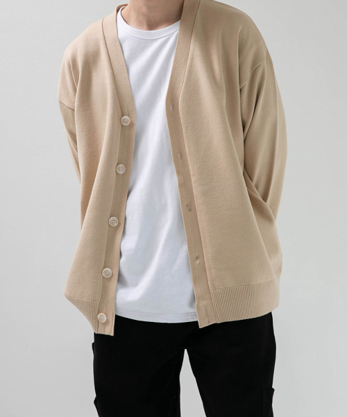 [Big Size M-4XL] Mono Machine-Washable V-Neck Knit картаigan