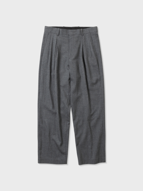 Шерстяные брюки в полоску со складками (CHARCOAL GREY)