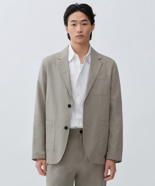 [CITY WORKERS] LINEN BLEND BLAZER [GREYISH BEIGE]