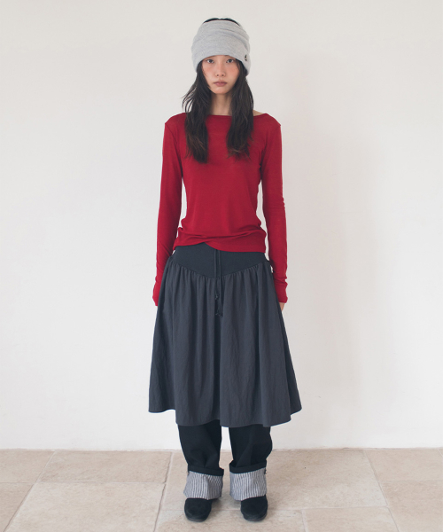 FLARE RIB SKIRT (CHARCOAL)