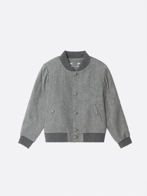 TWEED VARSITY JACKET GREY