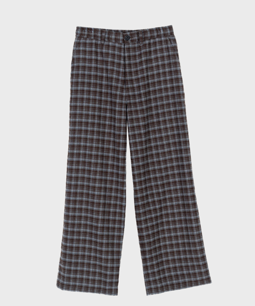 BROWN TRATAN CHECK ELASTIC WAIST TROUSER