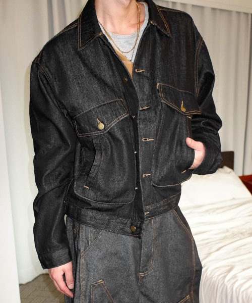 labour raw denim trucker(Indigo)