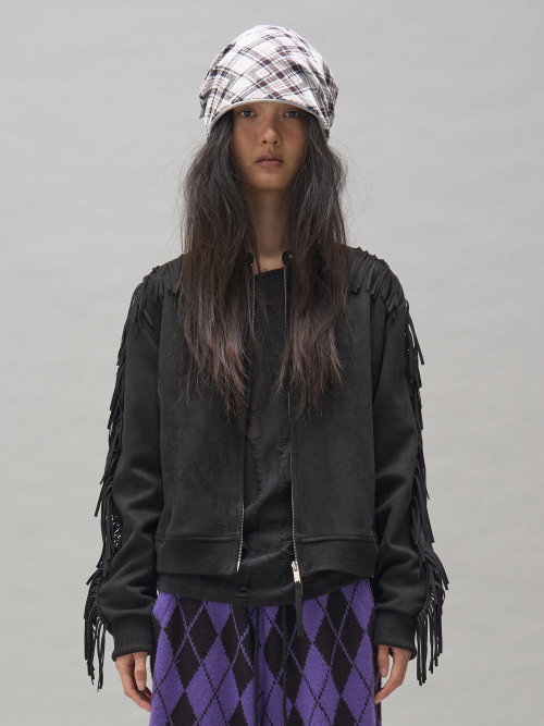 KACEY SUEDE ZIP-UP_BLACK