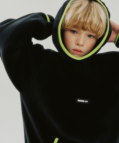 히로() 핑거홀 플리스 후디_BLACK (BLK) 상품 이미지