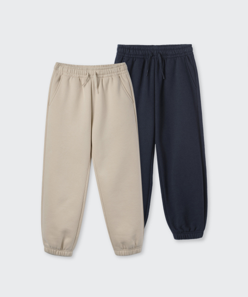 무신사 스탠다드 키즈() 기모 스웨트 팬츠 2팩 [더스티 베이지/네이비] 상품 이미지