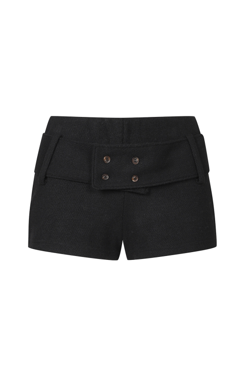 Snug belted micro shorts Black