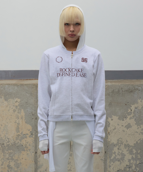 Defined Zip Up Sweatshirt - White Melange
