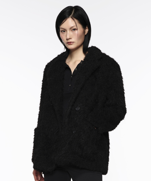 Single Fur Short Coat - Black