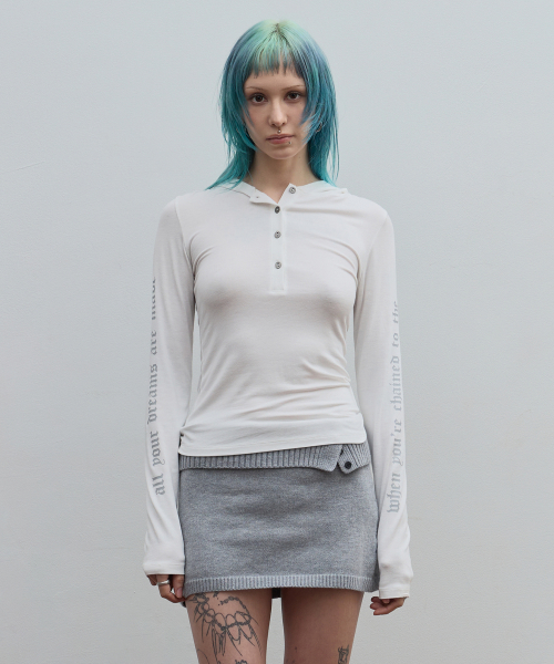 Sleeve Lettering Hoodie - White
