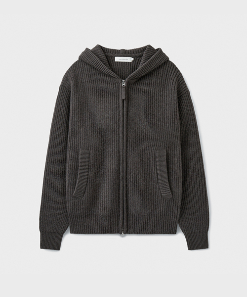 DENSE RIB HOODIE JACKET [KHAKI BROWN]