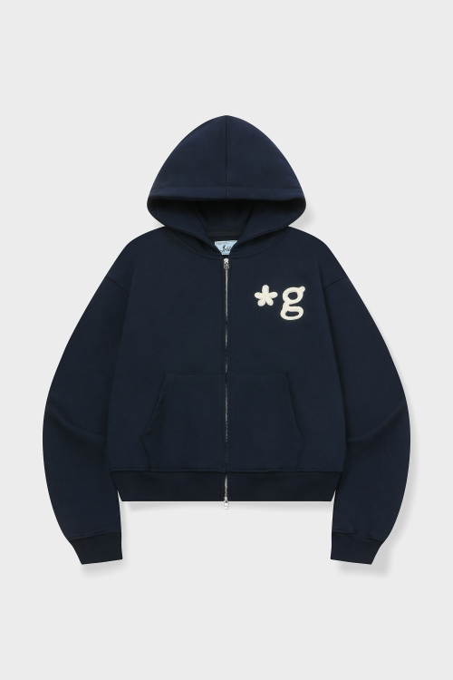 HAND WORK HOODIE ZIP-UP (INK NAVY)