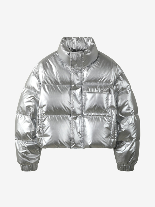 GLOSSY CROP DUCK DOWN_SILVER