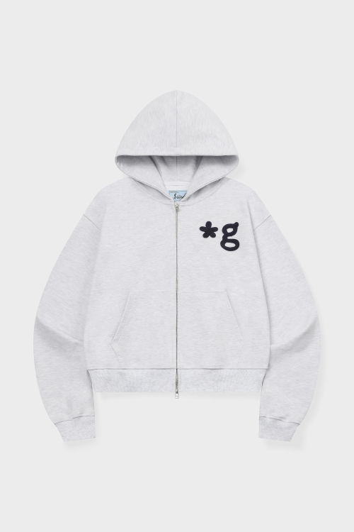 HAND WORK HOODIE ZIP-UP (LIGHT GREY)