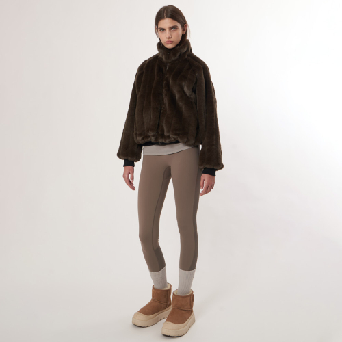 Двусторонний норковый бомбер AW52OT03 Dark Brown