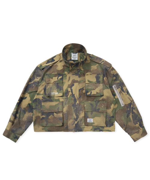 S56 OVERSIZED CROP MILITARY JACKET CAMO