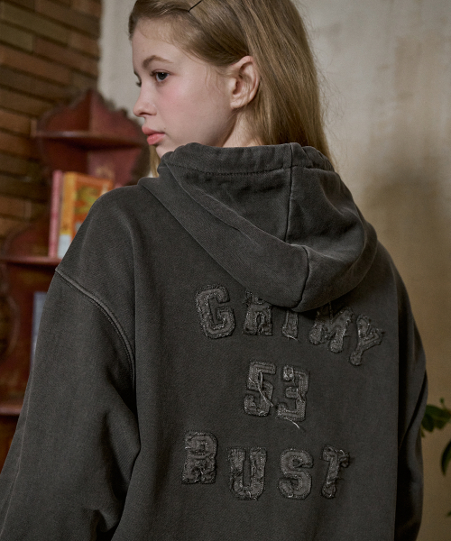 Худи на молнии 2-WAY Rust Patch Pigment Smoke Black
