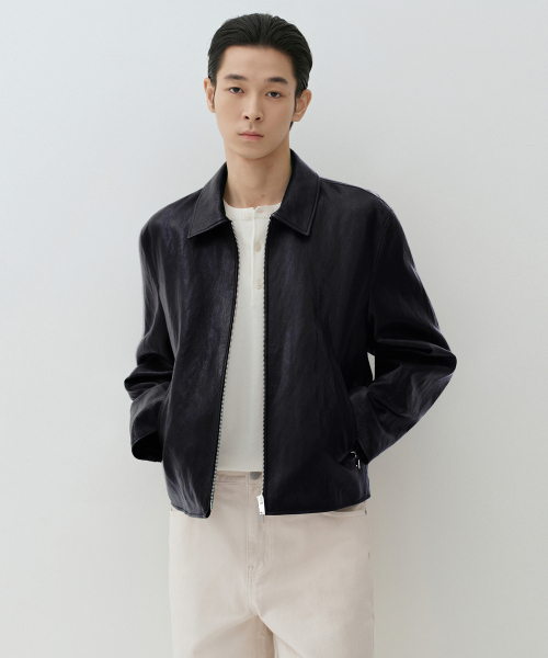 무신사 스탠다드() 크링클 신세틱 레더 싱글 재킷 [블랙] 상품 이미지