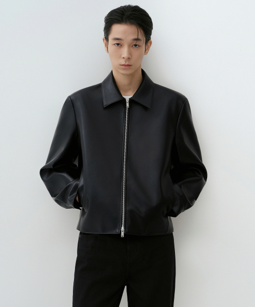 무신사 스탠다드() 신세틱 레더 오버 숄더 싱글 재킷 [블랙] 상품 이미지