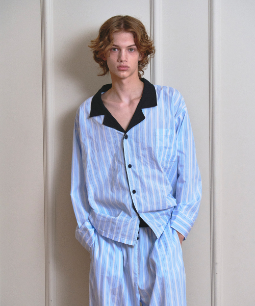 [UNI] Jennie Stripe Pajama Shirt (Baby Blue)