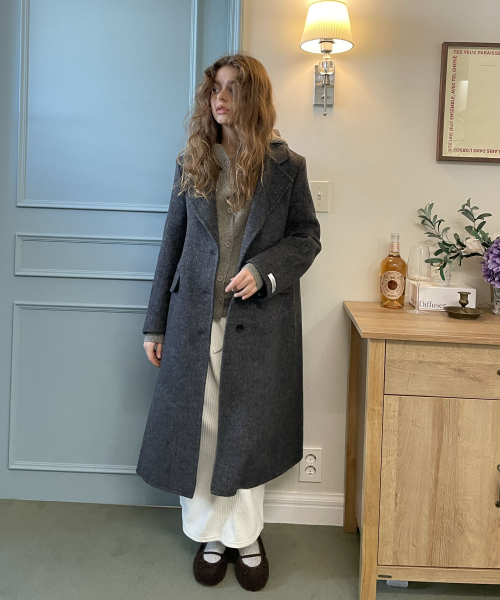 Apricitiy straight wool maxi coat (gray)