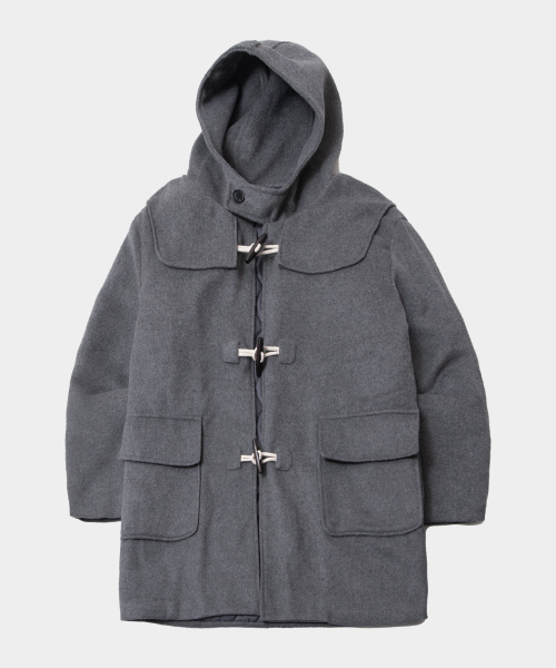 Дафлкот-полупальто с капюшоном из меланжа, Grey