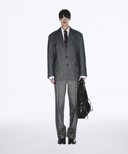 WOOL SINGLE TAILORED JACKET DARK GREY