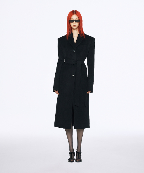 WOOL ALPAKA BLEND LONG COAT BLACK