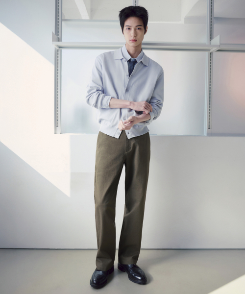 [CITY WORKERS] LINEN-BLEND TAPERED PANTS [KHAKI GREY]