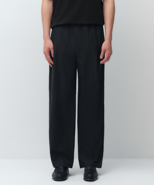 AIRY DOT WIDE BANDING PANTS [BLACK]