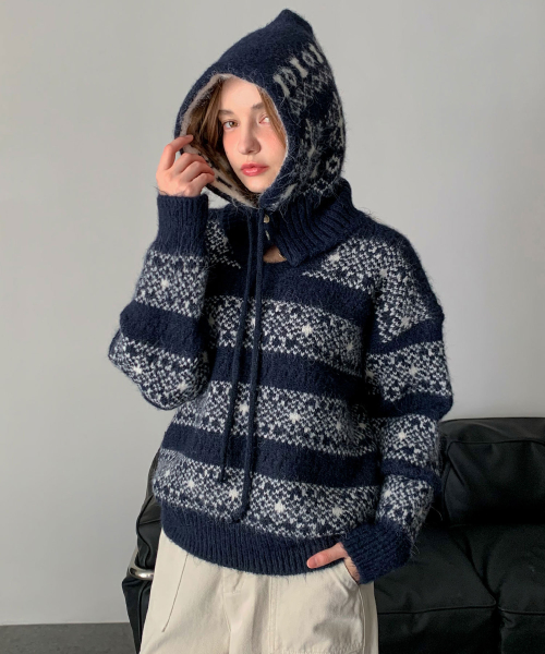 [SET] Snow V-neck Knit+Balaclava (2colors)