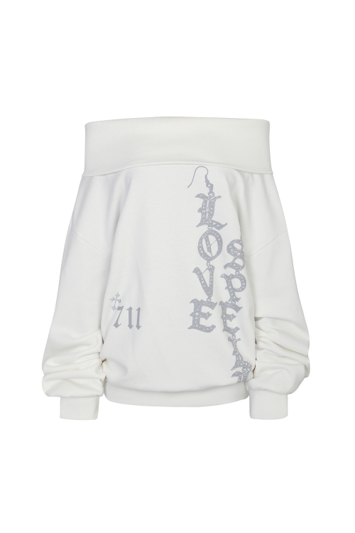 SPELL OFF-SHOULDER SWEATSHIRT white