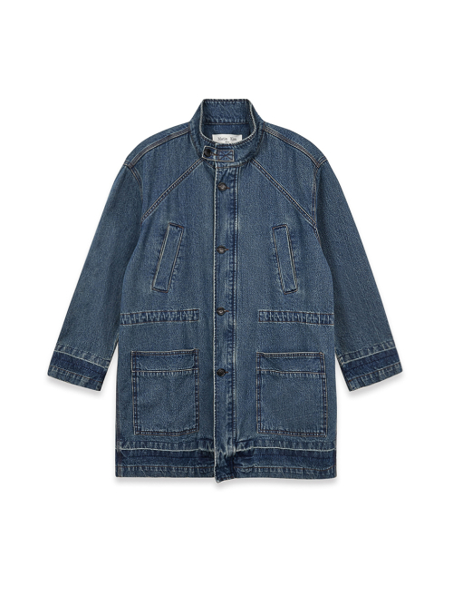 POCKET POINT MIDI DENIM JUMPER IN BLUE
