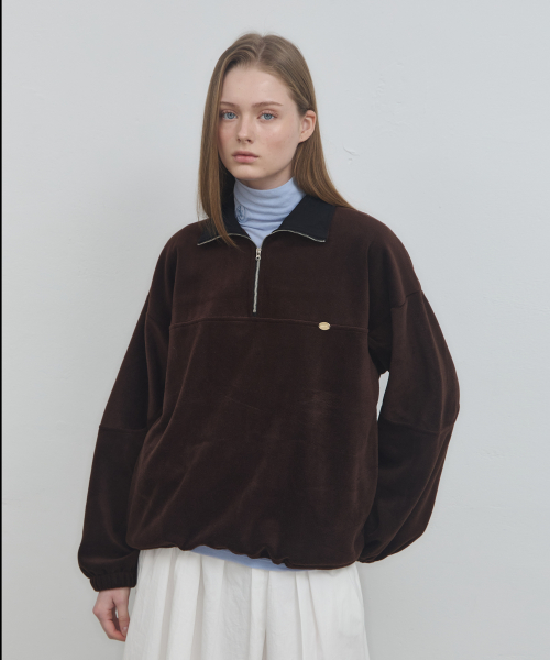 ANC SOFT HALF ZIP-UP FLEECE_BROWN