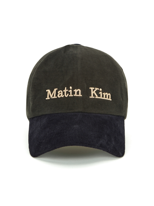 MATIN CLASSIC LOGO CORDUROY BRIM BALL CAP IN NAVY
