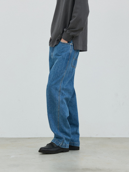 Wide Fit Washed Denim - Light Blue