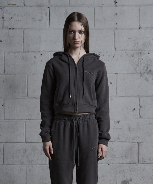 вышивка укороченный худи (dark gray)