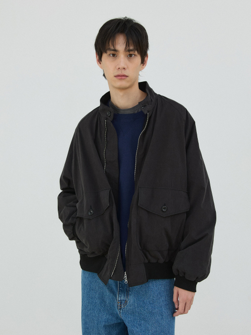 Washed Utility Raglan Jacket - Black