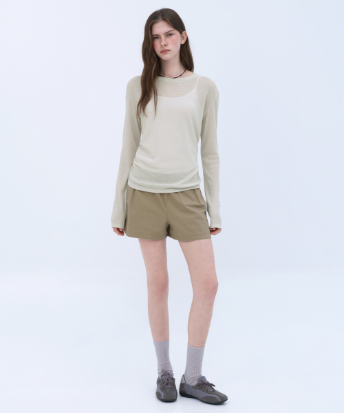 Женские хлопковые шорты на резинке Beige