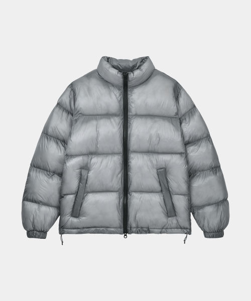 Серый пуховик кросс-кроя Dshell Gray