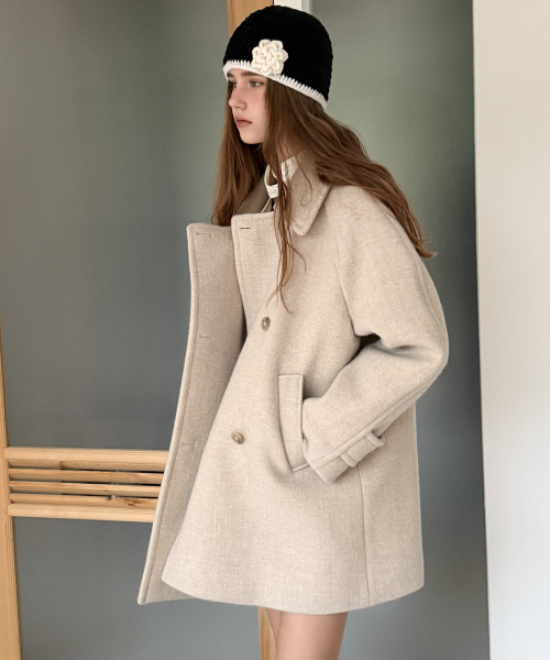 HALF DOUBLE PEA COAT - BEIGE