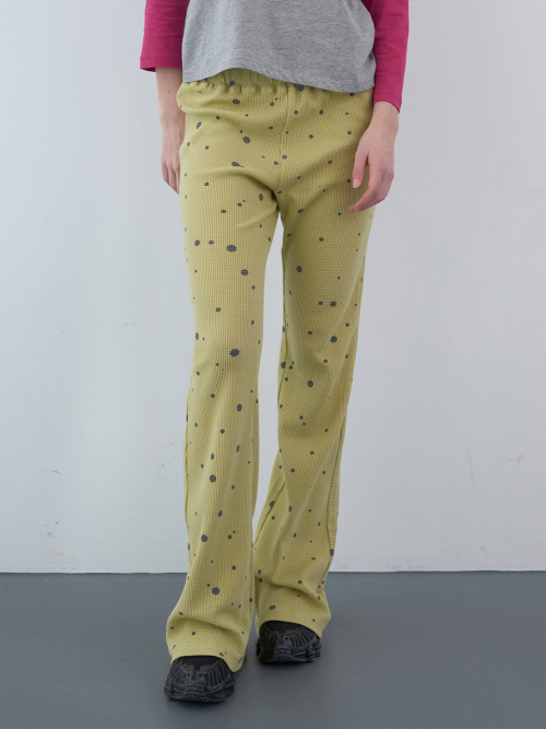 Брюки клеш Waffle Dotty на резинке (Yellow)