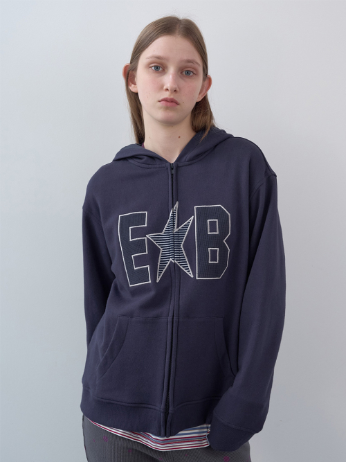 Худи на молнии с вафельной нашивкой (Navy)