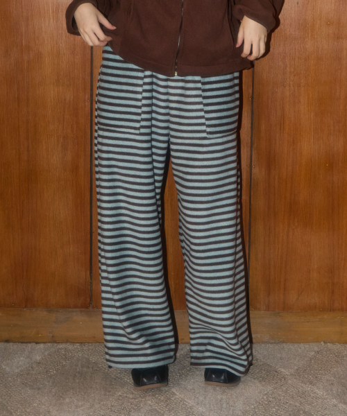 FLEECE STRIPE PANTS_MINT