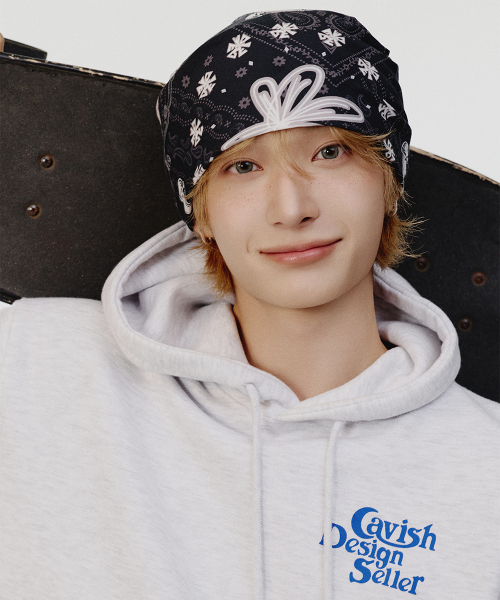 카비시() CAVISH × KickFlip Donghwa FLOWER DRAWING BANDANA BLACK(CV2FFUAB60C) 상품 이미지