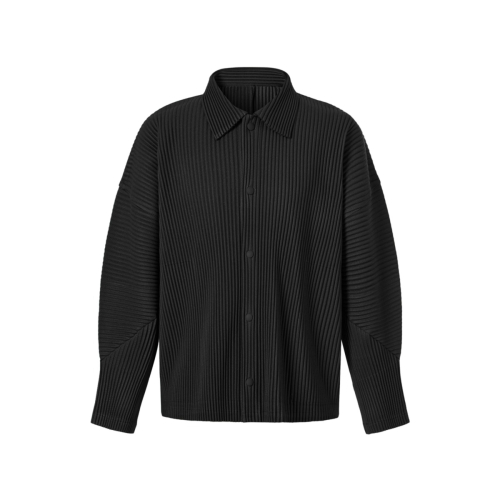 Плиссированная куртка с воротником и изогнутыми рукавами (black)