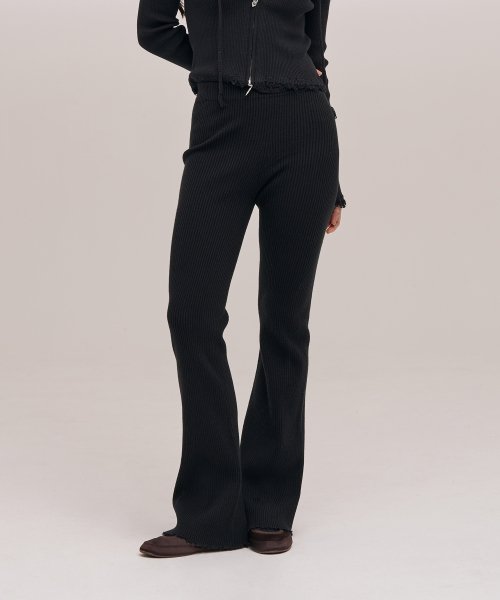 TENDER RIB BOOTS CUT KNIT PANTS - wholegarment (Marais Black)