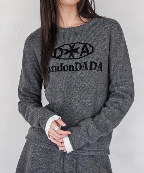 SIGNATURE LOGO ROUND NECK KNIT, CHARCOAL