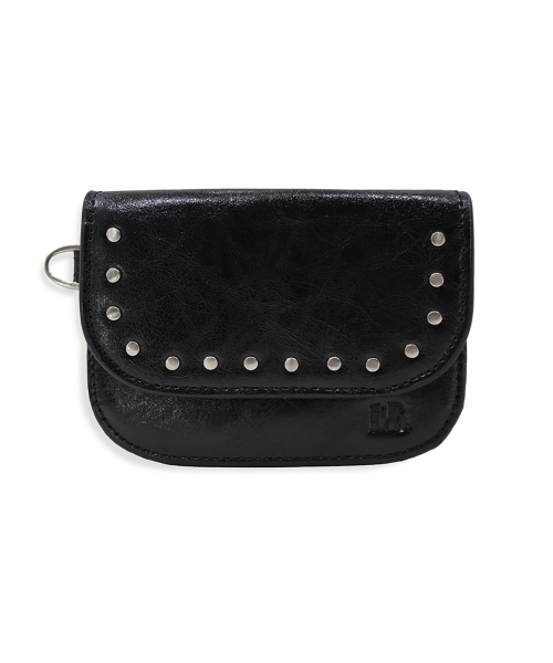 Rund studded Card wallet Black