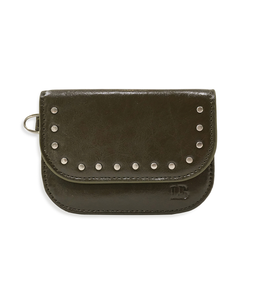Rund studded Card wallet Khaki